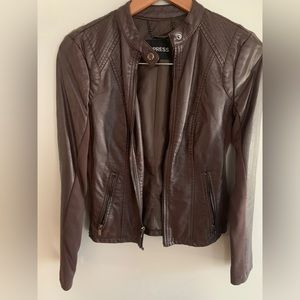 Chocolate brown faux leather jacket